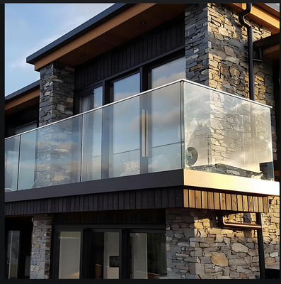 Commercial Residential Balcony Steel Glass Railing Minimalist Design ISO Certified