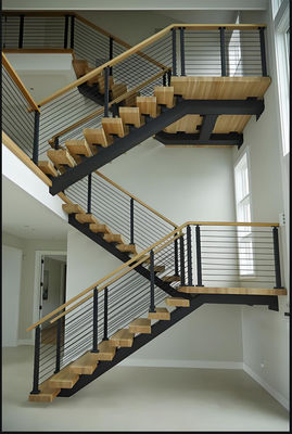 Metal Construction Floating Stair Railings Easy Installation for Home Office