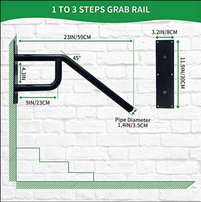 Adjustable Wall Fixed Stair Railing Anti Slip Surface Low Maintenance Easy Cleaning