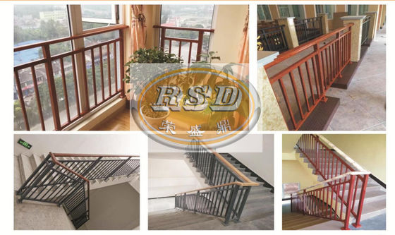 Natural Wood Grain Effect Zinc Steel Safety Railing UV Resistance Corrosion Protection