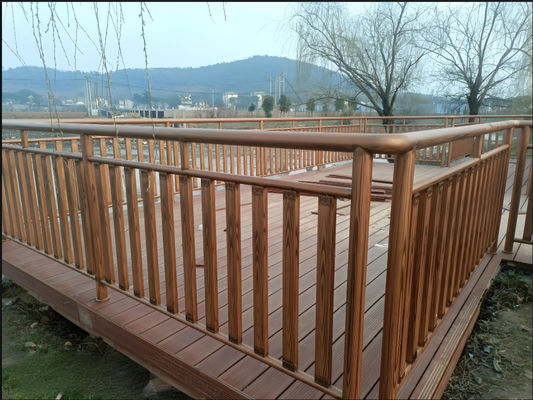 Zinc Steel Wood Grain Railing Anti Rust Balcony Stair Fence Easy Install
