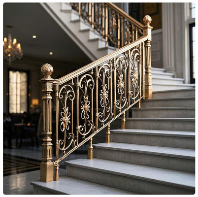 Custom Aluminum Modern Stair Railing With Anti Slip Surface Rounded Edge Protection