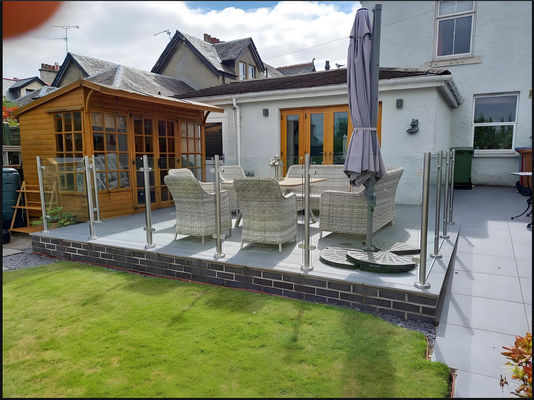 Frameless Glass Balcony Railing , Childproof Glass Balcony Balustrade Easy Install