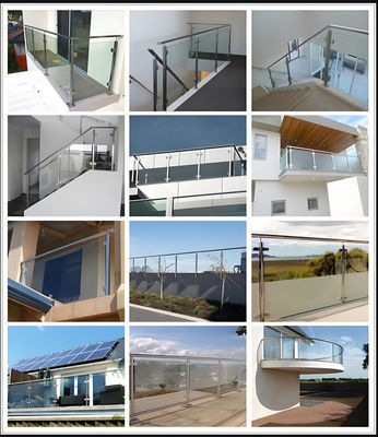 Safety Tempered Glass Balcony Grill Balustrade Modern Design For Home Commercial