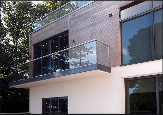 Custom Glass Balcony Railing Frosted Privacy Design Fire Rated For Villas Offices
