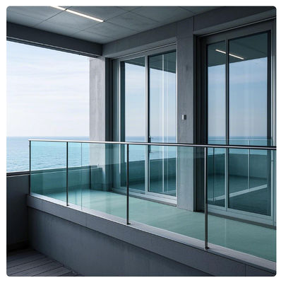 Commercial Residential Balcony Steel Glass Railing Minimalist Design ISO Certified