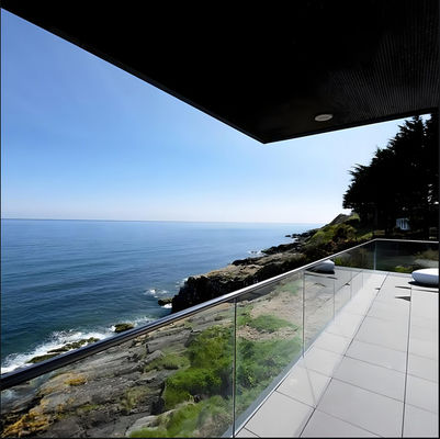 Frameless Glass Balcony Railing , Childproof Glass Balcony Balustrade Easy Install