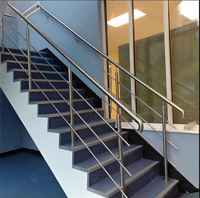 Metal Construction Floating Stair Railings Easy Installation for Home Office