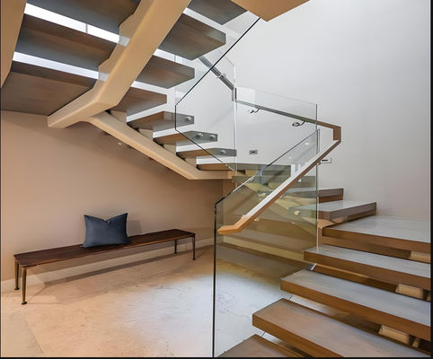 Glass And Metal Modern Indoor Stair Railing Safety Solutions Custom Design