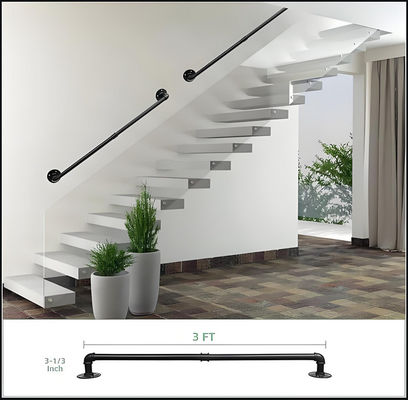 Space Saving Wall Mounted Stair Railing Slim Profile Matte Finish Rust Free Guarantee
