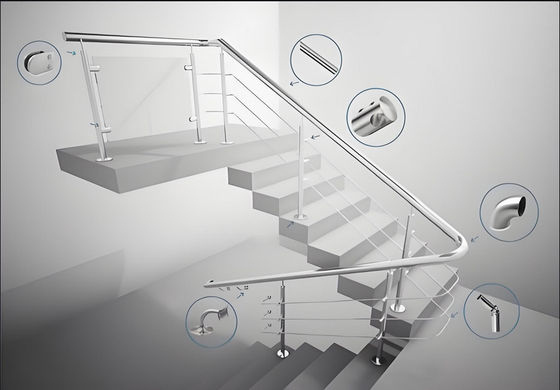 Industrial Safety Stair Railing Wall Mounted Corrosion Proof Low Maintenance