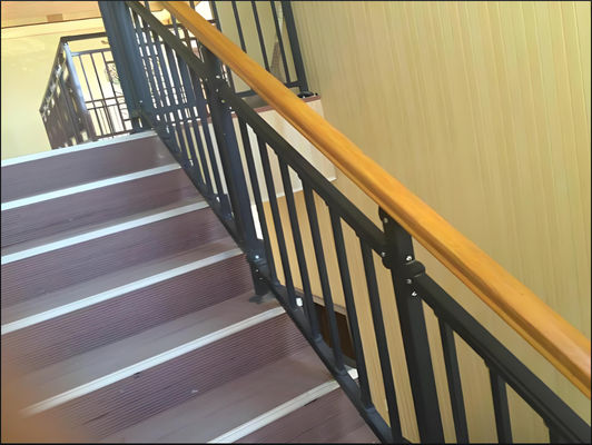 Balcony Stair Zinc Steel Wood Grain Railing Anti Corrosion No Welding Design